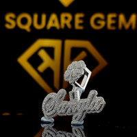 Pendentif Lettre Personnalisé pour Enfants en Moissanite VVS Style Hip Hop Plaqué Argent Sterling
