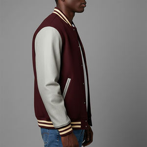 Veste universitaire à blocs de couleur, style streetwear, poids lourd, respirante, chaude, pour l'hiver, tendance, OEM/ODM - Product Image 3