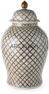 Tarro de jengibre de metal blanco y dorado, tarro de jengibre de latón de forma redonda de lujo con tarro de almacenamiento grande de calidad superior - Product Image 4