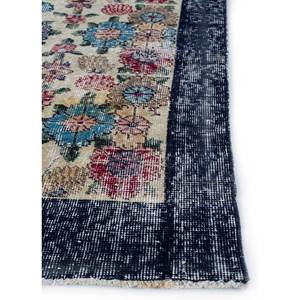Vintage Grey & <b>Black</b> Hand Knotted Wool <b>Rugs</b> Floral-Abstract Pattern for Home Living Room Hallway Rectangle Handmade for Teens - Product Image 4