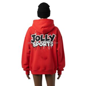 High Quality Women <b>Hoodie</b> 320 GSM Cotton Polyester Fleece Fabric <b>Red</b> Color CustomLogo Embroidery Printing women's basics <b>Hoodies</b> - Product Image 2