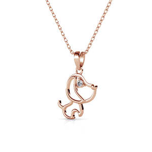 Collana con Ciondolo Placcato in Oro Rosa 18K con Charm a Forma di Cane - Product Image 1