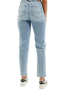 Premium Quality Wholesale Cheap Price <b>Women's</b> Customizable Breathable Slit Straight Leg Denim <b>Jeans</b> Eco-Friendly Washed Export - Product Image 4