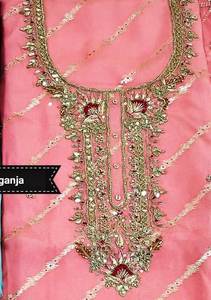 Designer moderne non cousu brodé à la main belle coupe traditionnelle indienne mode avant femmes costumes Organza fête - Product Image 2