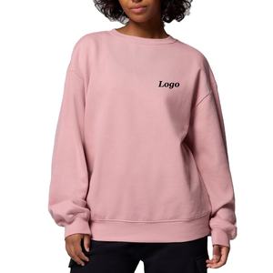 Sweat-shirt à col rond uni surdimensionné pour femmes, pour les acheteurs en gros, prix avantageux, coupe confortable pour l'hiver, avec logo personnalisé - Product Image 1