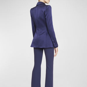 ชุดสูทกระดุมแถวเดียวผ้าซาตินสำหรับผู้หญิงสูททำงานทางการออกแบบใหม่หรูหรา - Product Image 4