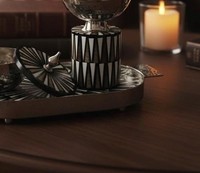 Ensemble de brûleur à encens géométrique de luxe avec plateau martelé, porte-oud pour cadeaux de Ramadan, décoration de maison du Moyen-Orient et du Golfe