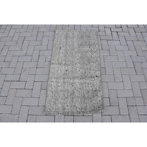 Alfombra de lana gris Vintage moderna de 2,2x4,1 pies hecha a mano de tejido plano Jacquard trenzado de látex con respaldo clásico rectángulo patrón de pasillo - Product Image 1