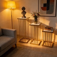 Support à gâteau de mariage en métal doré, ensemble de 3 pièces, socle de présentation, piédestal pour table de desserts, pour fête, événement, décoration de la maison