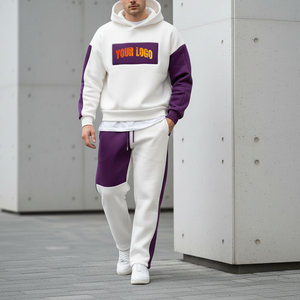 OEM/ODM Ensemble 2 pièces pour homme : Sweat à capuche ample et pantalon évasé, style streetwear décontracté d'hiver, couleur unie, double épaisseur, délavé à l'acide - Product Image 4