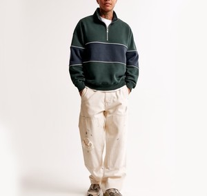 เสื้อสเวตเตอร์ผ้าจั๊มเปอร์แบบสวมศีรษะสำหรับผู้ชายผ้าคอตตอนพิมพ์ลายนูน1/4ควอเตอร์ไซส์ใหญ่พิเศษ100% งาน OEM ตามสั่งแบบ3D - Product Image 4