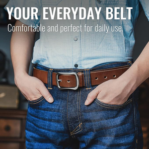 Ceinture en cuir véritable de luxe pour hommes avec boucle en acier inoxydable de 5mm d'épaisseur en cuir de vachette pleine fleur et en alliage Design en cuir fendu - Product Image 5
