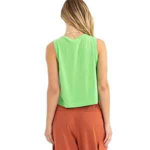 Débardeur court sans manches vert pour femme, mélange de coton, décontracté, été, vente en gros de vêtements de marque privée pour filles, décontracté 2026 - Product Image 5