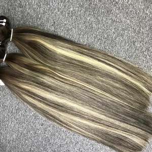 Venta al por mayor 100% Super doble dibujado Virgen Remy Extensiones de cabello humano Piano Color de alta calidad para Genius Weft - Product Image 6