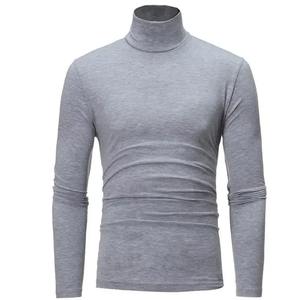 Hauts thermiques ajustés pour hommes, col montant, manches longues, 100 % polyester, séchage rapide, hiver, automne, fin, motif uni, tricoté - Product Image 4