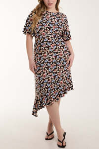 Trendy Women's Summer Midi Dress <b>Floral</b> Printed Tiered Casual Flowy Short Ruffle Sleeve Eco-Friendly Leopard 100% Cotton A-Line - Product Image 3