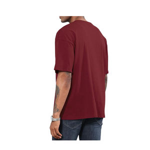 Camiseta de algodón 100% de gran tamaño Vintage personalizada para hombre, nuevo estilo informal suelto teñido liso para primavera y verano - Product Image 3