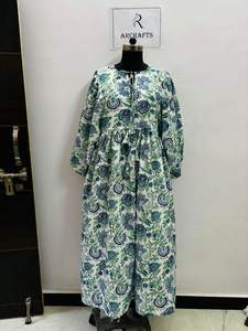 2025 nuevo vestido de noche de algodón 100% personalizado al por mayor para mujer bloque estampado Floral patrón sólido manga larga Casual playa - Product Image 4