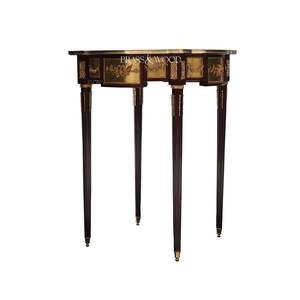 Mesa Auxiliar de Madera de Caoba de Lujo con Incrustaciones Florales y Paneles Ornamentales de Latón Dorado para Decoración Clásica de Esquinas del Hogar - Product Image 5