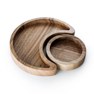 Sustainable Wood Tray <b>Half</b> <b>Moon</b> Shaped Lowest Prices Living Room Carved Classic Lacquer Wood Tray Lowest Prices - Product Image 5