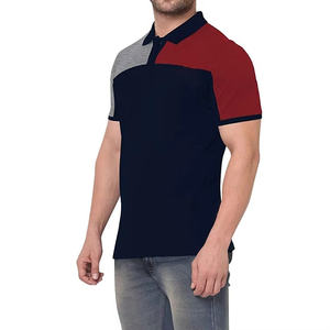 Chemise en coton tricoté 100% avec logo personnalisé imprimé, col color block confortable, grande taille, respirante pour homme - Product Image 4