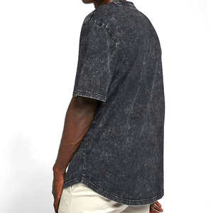 เสื้อยืดผู้ชายปล่อยปล่อยน้ำกรดเสื้อยืดโอเวอร์ไซส์ผ้าคอตตอนรุ่น100% โลโก้ออกแบบได้ตามต้องการ - Product Image 4