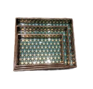 Bandejas de Servir de Madera de Estilo Vintage con Acabado Esmaltado, Diseño Decorativo de Lujo para Decoración de Mesa en Hogar, Hotel y Restaurante - Product Image 4