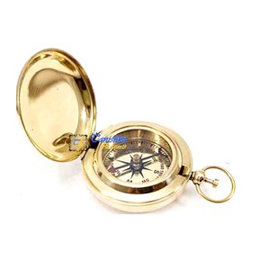 Brújula magnética con botón pulsador para senderismo y Camping, brújula grabable de estilo Vintage, brújula decorativa coleccionable con botón pulsador - Product Image 1