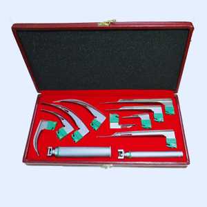 Set de Laringoscopio de Acero Inoxidable con Fibra Óptica de 9 Cuchillas Mac Miller, Certificado CE, para Anestesia ORL, 2 Empuñaduras, Alta Calidad Quirúrgica - Product Image 1