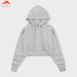 2025 nouvelle conception personnalisée de haute qualité femmes haut court sweats à capuche hiver gros haut court col à capuche - Product Image 3