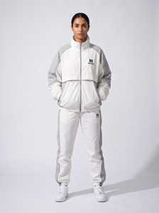 Ensemble coupe-vent blanc glacé, veste et pantalon de survêtement en nylon avec logo personnalisé OEM, fabricant unisexe - Product Image 1