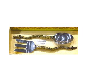 Nouveauté, ensemble de cuillères à salade au design unique avec manche en laiton, ustensiles de service à salade en métal pour la table de fête de mariage - Product Image 3