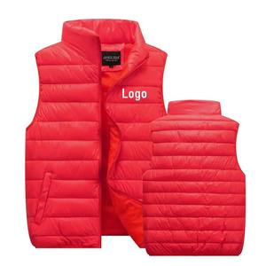 2025 hiver sans manches chaud hommes Logo personnalisé Quilting bouffant gilet veste coupe-vent respirant séchage rapide col montant Logo avant - Product Image 4