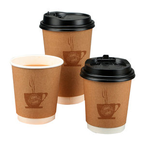 Gobelets en papier écologiques avec logo personnalisé pour café 6oz 8oz 12oz Source de thé au lait chaud durable à double paroi en kraft brun - Product Image 1