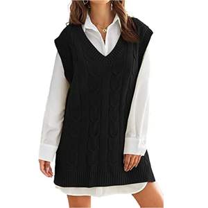 เสื้อสเวตเตอร์ไหมพรมอะคริลิคสีพื้นแบบลำลองสำหรับผู้หญิง คอวี แขนกุด ลายแบบสั่งทำ แฟชั่นล่าสุด - Product Image 4