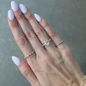 Anillo de compromiso de moissanita de corte ovalado de 2,50 CT, juego de anillos nupciales de moissanita de oro de 14 quilates para su conjunto de boda, anillos, conjunto nupcial ovalado, banda - Product Image 5