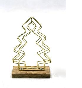 Arbre décoratif de noël en fer/bois X mas avec base RECT pour la décoration de table personnalisé fait à la main en vrac - Product Image 2