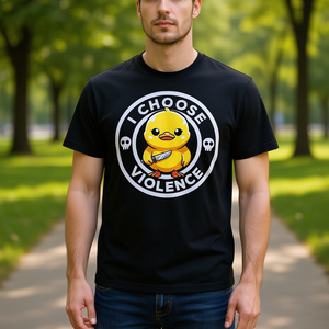 Camiseta I Choose Violence Duck Negra Unisex para Adultos, Cuello Redondo, Manga Corta, Diseño Promocional Serigrafiado - Product Image 3