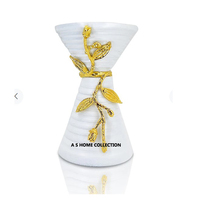 Brûleur à encens Mabkhara, artisanal en laiton doré, design feuille, luxe du Moyen-Orient, pour encens Oud et Bakhoor