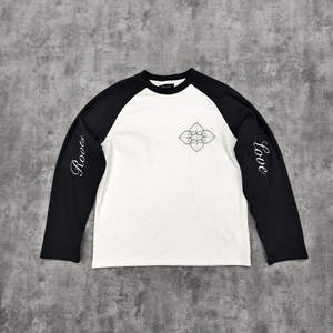 T-shirts à manches raglan en coton 100% personnalisés de haute qualité pour hommes, impression sérigraphique, col rond, coupe et couture, sweat-shirt - Product Image 3