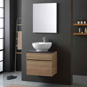 Mueble de Baño de Roble con Encimera de Madera Antracita para Conjuntos de Lavabo de Sobremesa en Shanghái - Product Image 1