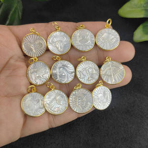 Bélier zodiaque sculpté nacre pendentif en pierre précieuse lunette plaquée or plaqué rhodium bijoux fins accessoires pendentifs breloques - Product Image 4