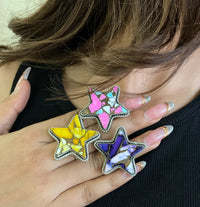 Precioso algodón natural caramelo miel Dahilia púrpura ostra piedra preciosa 925 anillo de Estrella de plata esterlina para proveedores mayoristas - Product Image 2