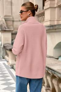 <b>Womens</b> Fall 2026 Ribbed Knit <b>Zip</b>-<b>Up</b> <b>Cardigan</b> Sweater with Thumb Holes and Collar Long Sleeve Jacket - Product Image 6