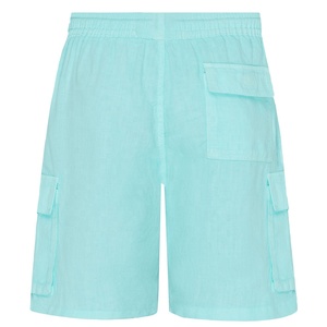 Shorts cargo pour homme, couleur menthe unie, taille mi-haute, cordon de serrage, bande élastique, tissu Oxford en coton respirant, shorts décontractés - Product Image 2