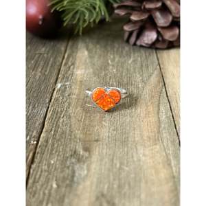 Rose Gold Plated Stainless Steel <b>Ring</b> with Orange <b>Opal</b> Inlay Trendy Fashion Jewelry Gift - Product Image 1