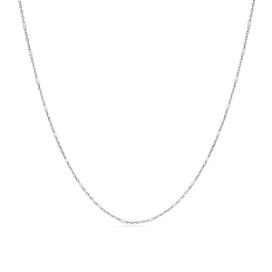 Collar de Cadena Chapado en Oro y Rodio con Diseño de Esmalte Blanco, Hecho a Mano, Venta al por Mayor, Joyería Turca de Plata de Ley 925 - Product Image 4