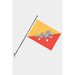Ensemble de mât de drapeau télescopique du Bhoutan, à fixation murale, avec impression numérique, en polyester durable - Product Image 1