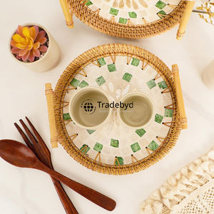 Plateau de service mobile en rotin moderne de qualité supérieure fait à la main élégant Décoration d'intérieur multifonctionnelle Organisateur Tradebyd - Product Image 2