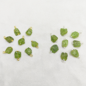 Natural Peridot Pendant Natural Rough Birthstone 8-10mm Gold Vermeil 925 Sterling <b>Silver</b> <b>Wire</b> Wrapped Pendant Necklace Pendant - Product Image 1